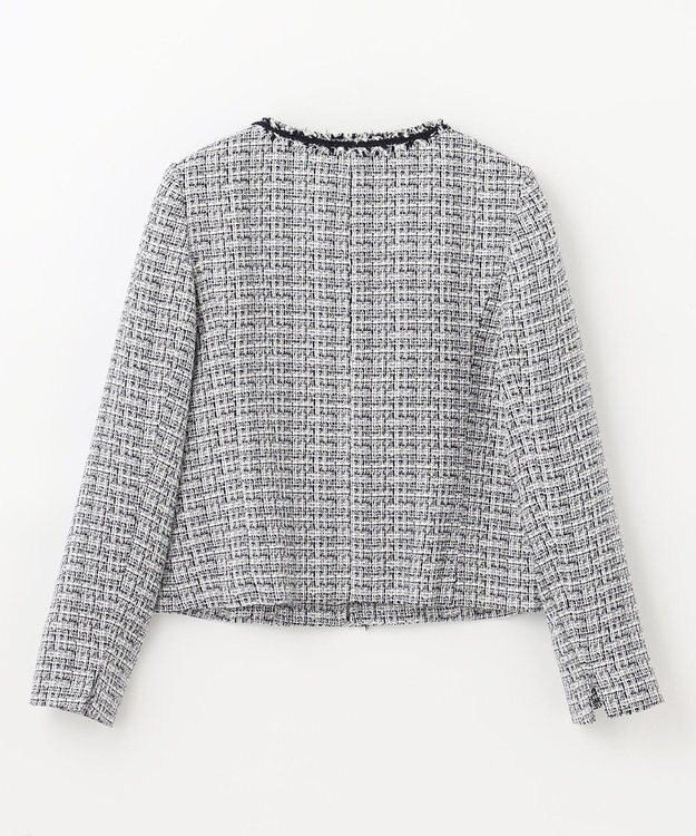 ANY ファンシーラメツイード ノーカラージャケット ホワイト系3