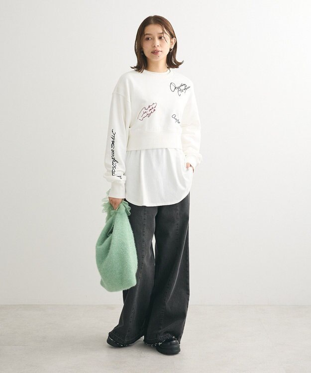 Green Parks ・ＥＬＥＮＣＡＲＥ　ＤＵＥ　ロゴ刺繍ショートスウェッ Gray Mixture