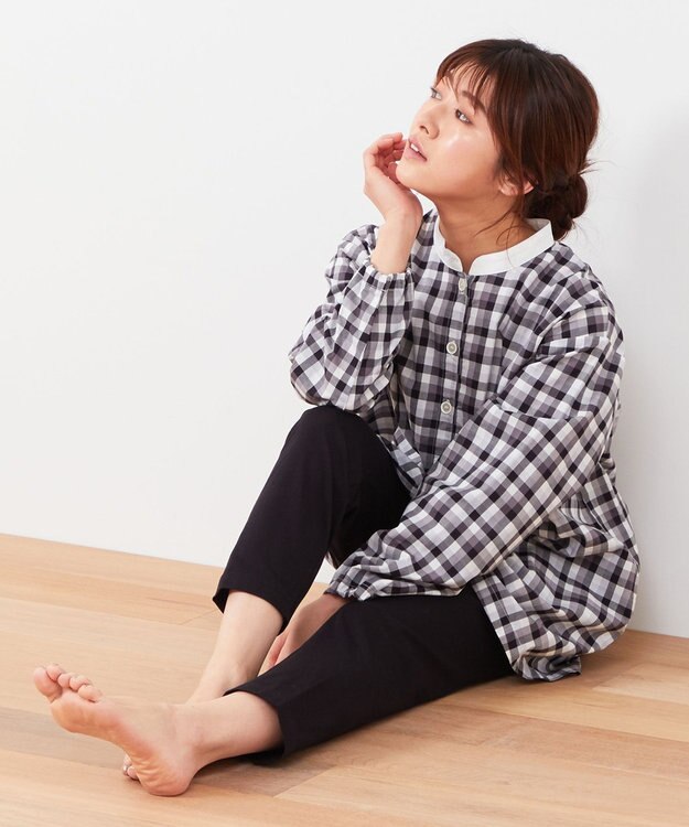 Wing 【パジャマ】長袖・長ズボン　綿100%　チェック柄　ウイング／ワコール　EP4000 ブラック