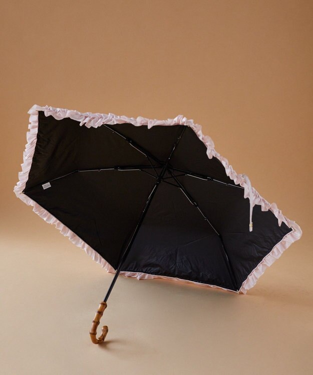 Maison de FLEUR 遮光&UV CUT フリル折りたたみ傘 Pink