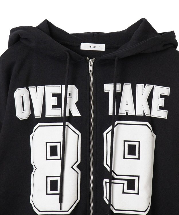 WEGO ナンバリング裏起毛BIGジップパーカー ブラック