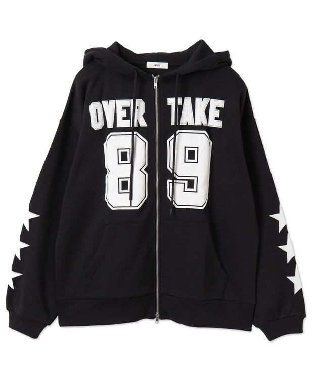 WEGO ナンバリング裏起毛BIGジップパーカー ブラック