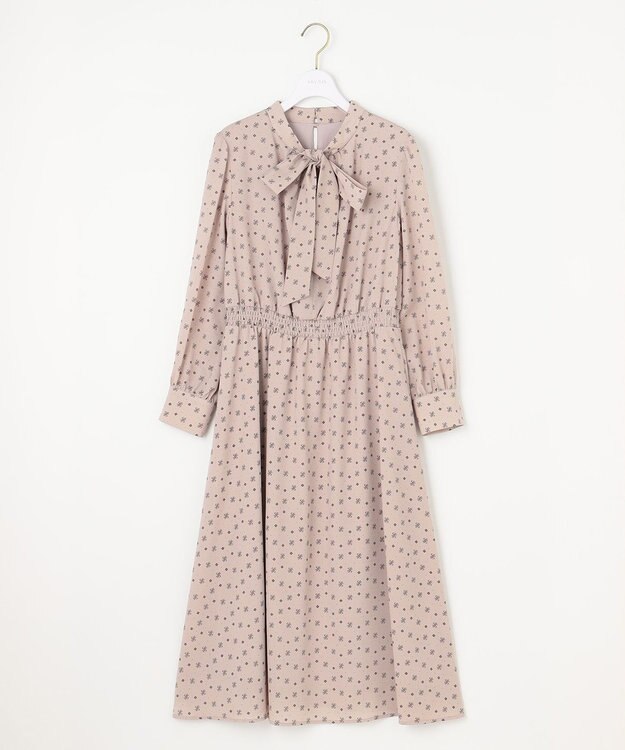 ANY SIS 【洗える】2WAYボウプリント ワンピース ベージュ系