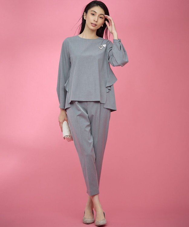 組曲 【KUMIKYOKU NAVY】ウーステッドライククロス イージーパンツ ミディアムグレー系