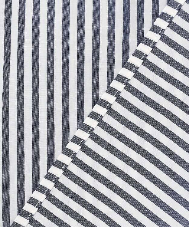 J.PRESS LADIES S 【洗える】コットンアセVis ストライプ クルーネック ブラウス ネイビー系1