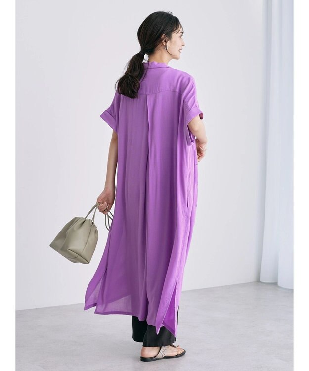 AMERICAN HOLIC 楊柳Ｗポケット開襟ワンピース Pink