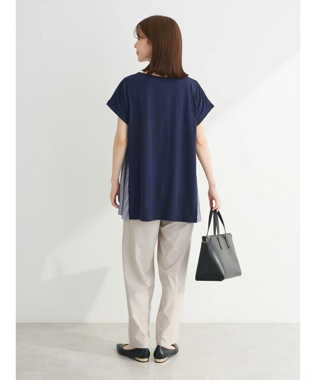 Green Parks 脇プリーツドッキングチュニック Navy