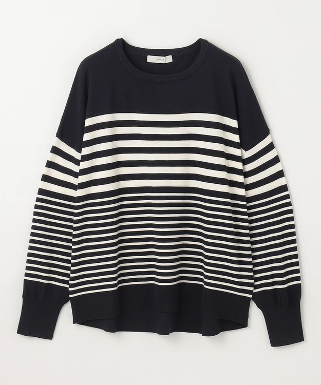 ANY 【洗濯機可】ボーダーニット ブラック×ホワイト