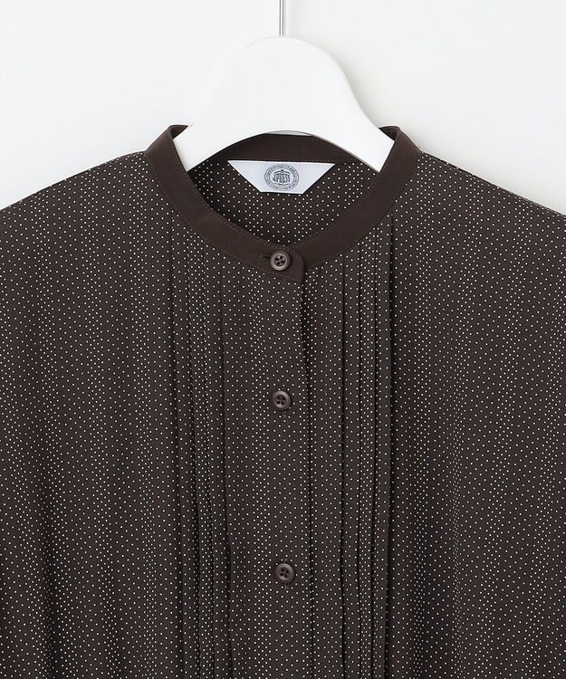 J.PRESS LADIES L 【洗える】ドットデシンプリント ピンタック ワンピース ダークブラウン系