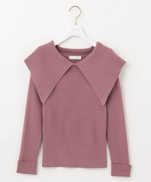 ANY SIS 【洗える】ビックカラーリブ ニット スモーキーピンク