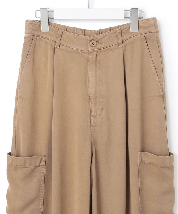 23区 L 【SLOW/一部店舗限定】ガーメントツイル ワイドタック パンツ ベージュ系