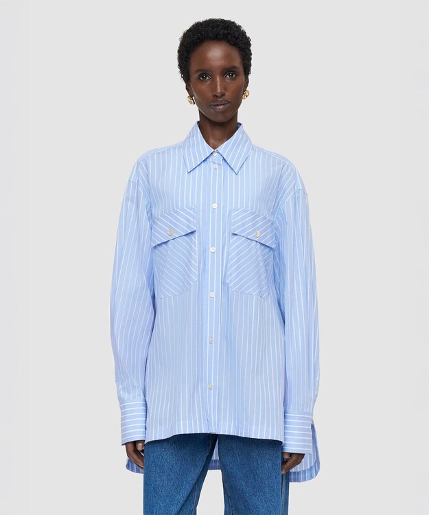 JOSEPH コットンストライプシャツ Light Blue Stripes