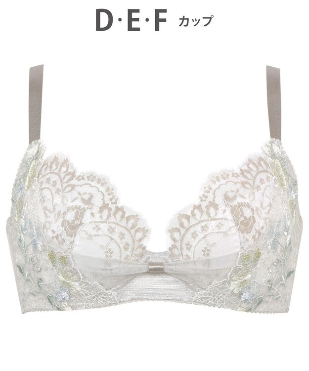 WACOAL 【リボンブラ】 【脇すっきり】 ブラジャー 脇高設計 着やせシルエット 動いても谷間をキープ ペアショーツあり レディース BRB413 /ワコール グレー