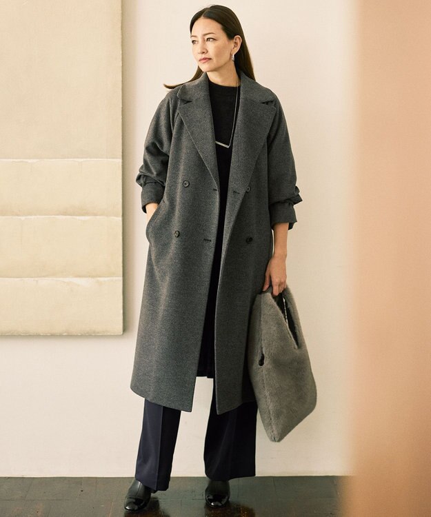 自由区 S 【カタログ掲載】ウールライクストレッチワイド パンツ ネイビー