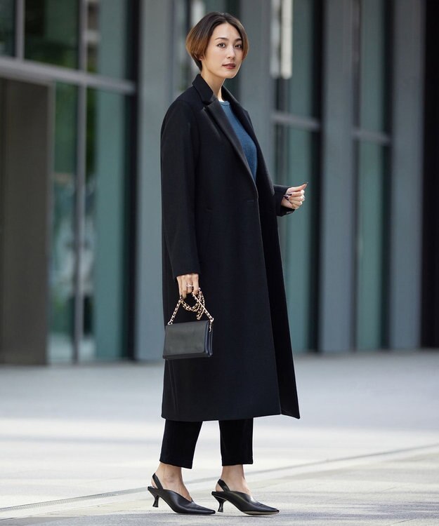 ICB ウールライトメルトン チェスターコート ブラック系