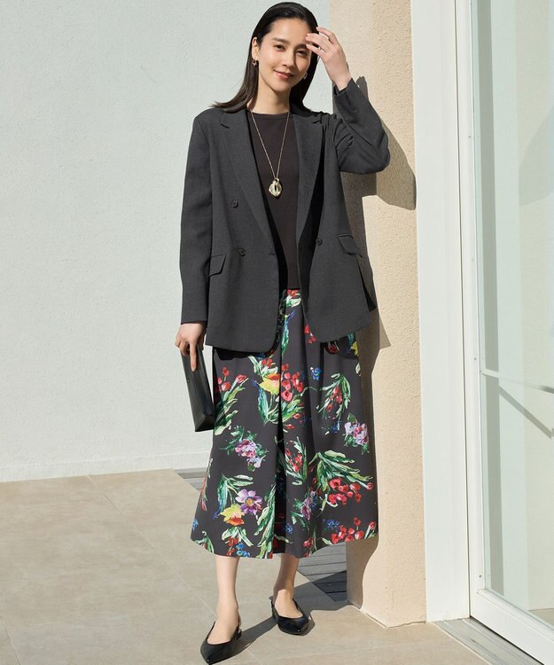 自由区 L 【洗える】レースコンビ ニット スレート