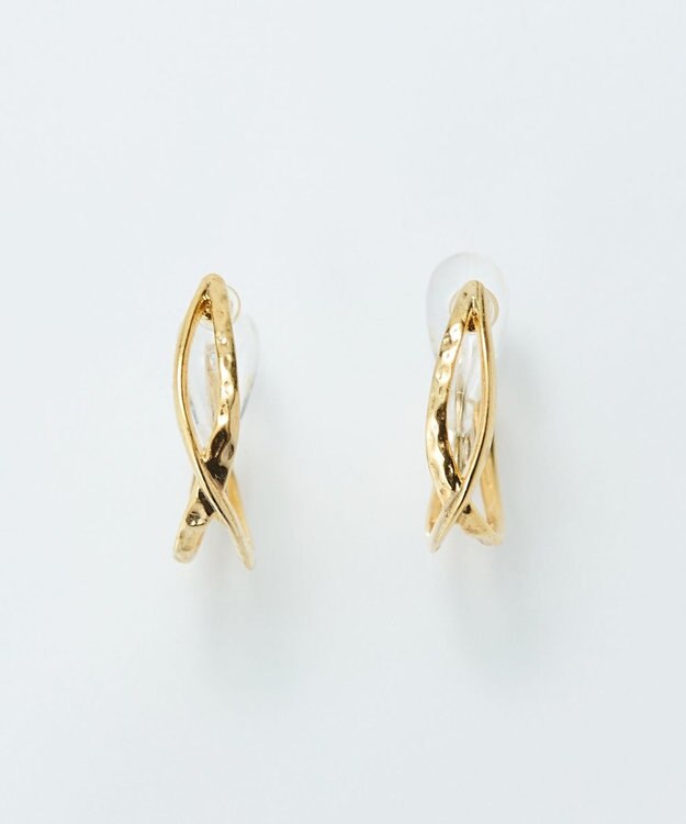 Phoebe 〈シリーズ累計販売10000点突破！〉〈痛くないシリーズ/金属アレルギー対応〉クロスフープクリスタルループフィットイヤリング　ゴールド ゴールド