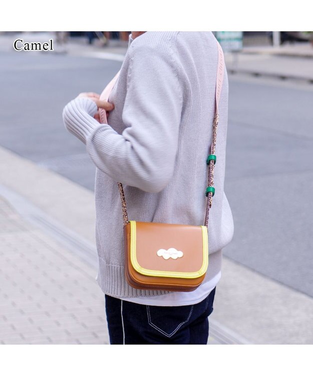tsumori chisato CARRY カラーコンビエコレザー ショルダーバッグ キャメル