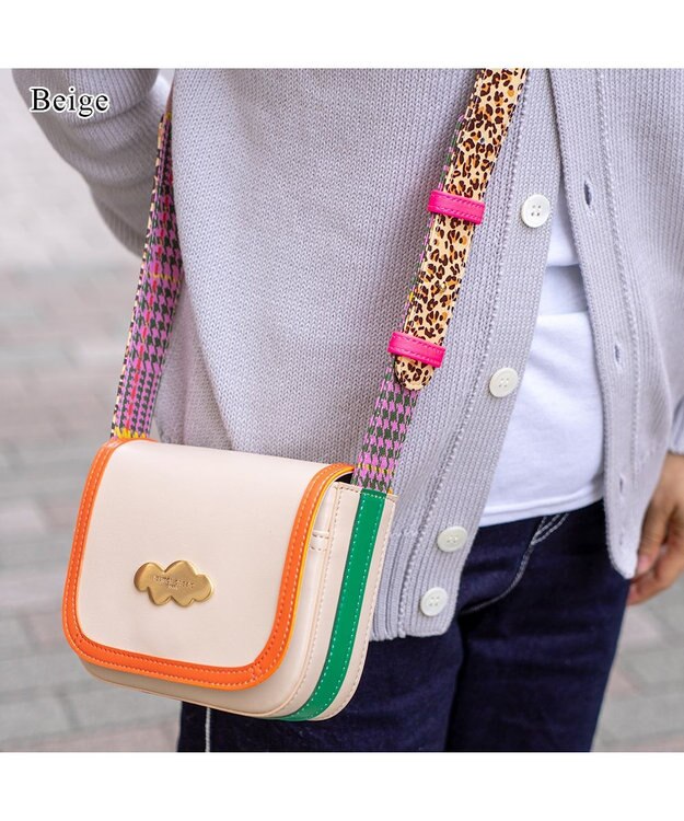 tsumori chisato CARRY カラーコンビエコレザー ショルダーバッグ ベージュ