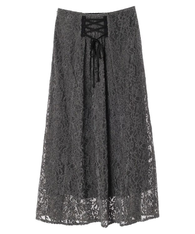 earth music&ecology モールレーススカート Charcoal Gray