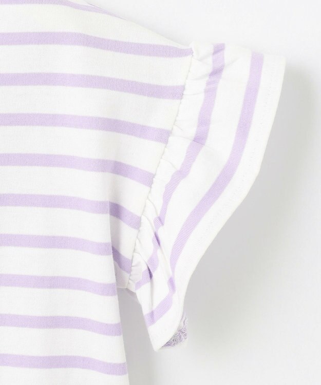 ANY KIDS ウサギ ボーダー Tシャツ ラベンダー系