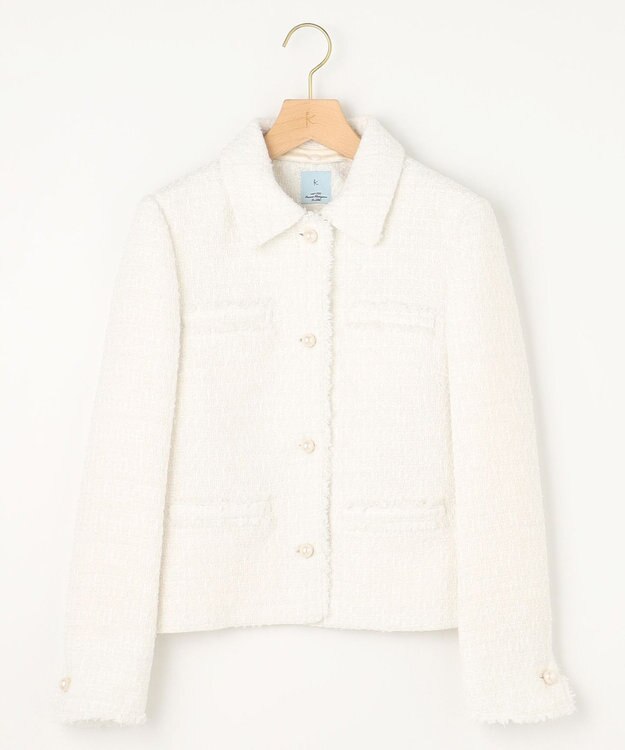 組曲 【KUMIKYOKU NAVY】ファンシーツイード 2WAYジャケット パールホワイト系