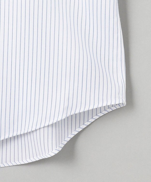 GOTAIRIKU 春夏向け【形態安定】SUMMERPREMIUMPLEATS_スナップダウンカラー 半袖ドレスシャツ(25年モデル) 白地×ネイビーストライプ