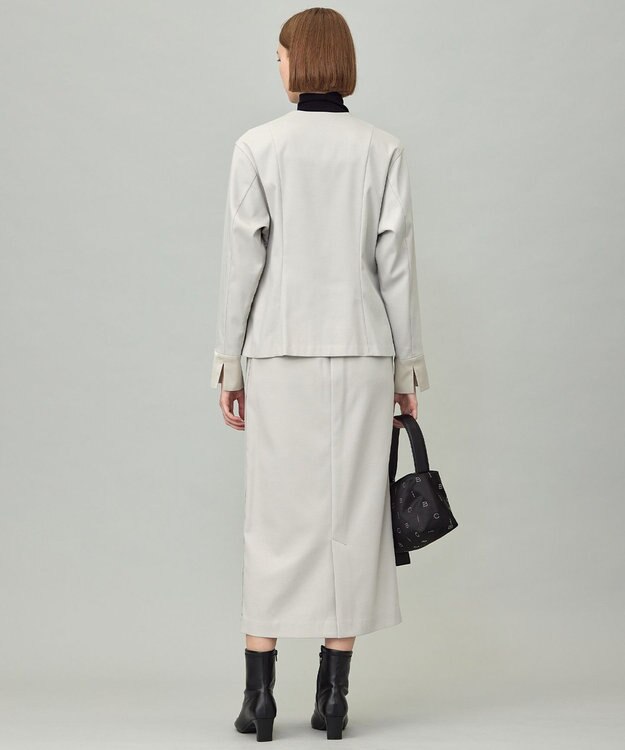 ICB 【CLASSY.掲載・裏起毛】 ウォームサテン Iラインスカート トープ系