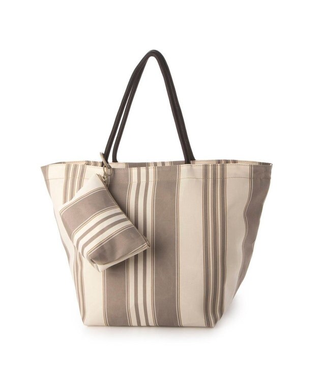 UNBILLION カシュカシュ cachecache / ウォータプルーフストライプビッグトート アイボリーミックス