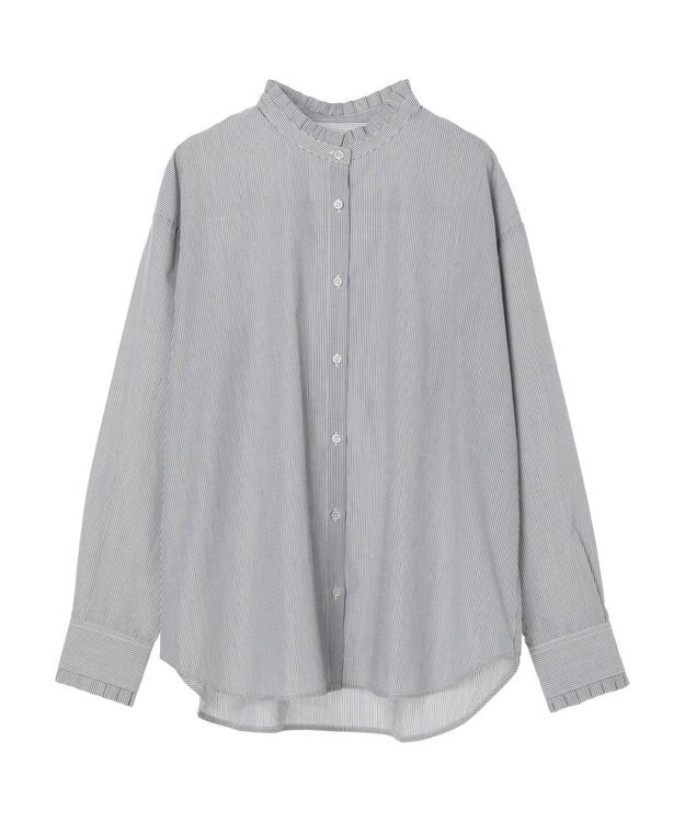 earth music&ecology スタンドフリルシャツ Stripe