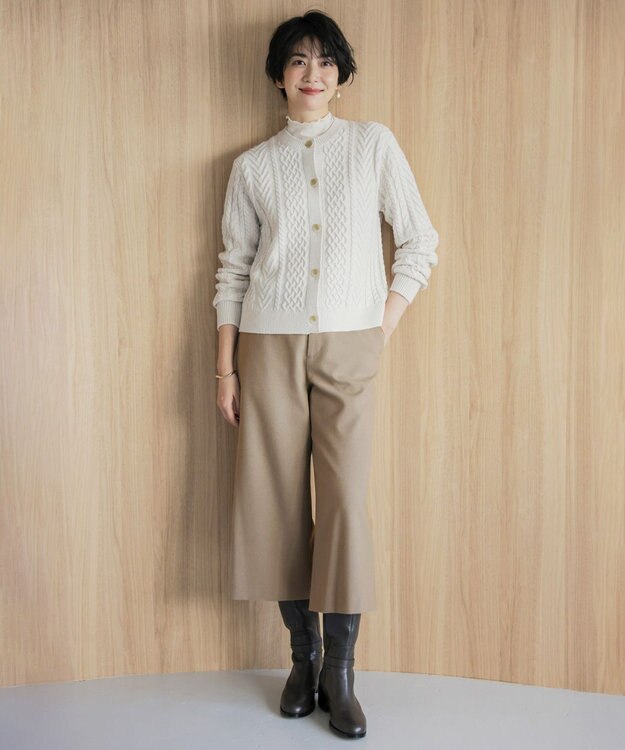 J.PRESS LADIES L 【洗える】EIGER CORD ALAN クルーネックカーディガン オフ系