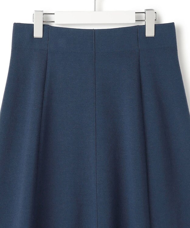 ICB 【洗える】 シルキーウールダブルフェイス ニットフレアスカート ブルーグレー