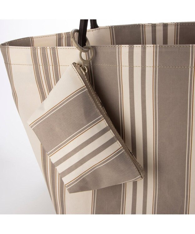 UNBILLION カシュカシュ cachecache / ウォータプルーフストライプビッグトート アイボリーミックス