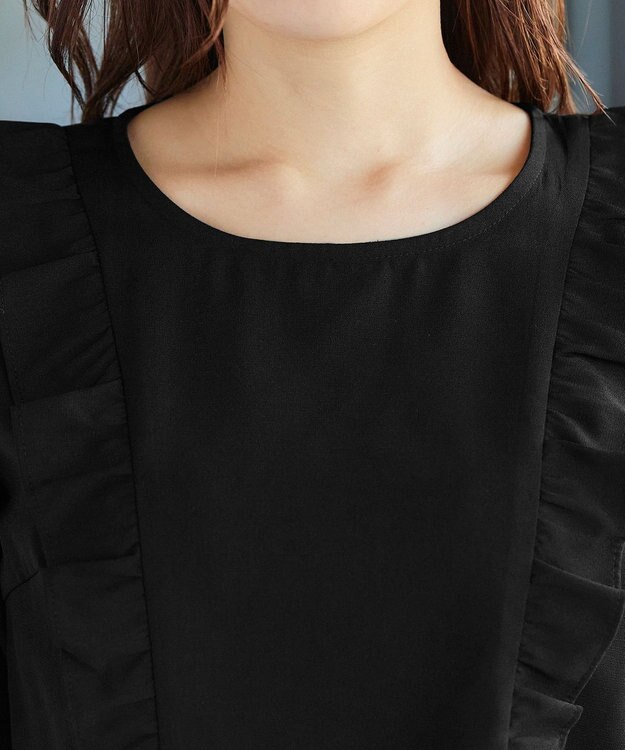 Tiaclasse 【洗える】フリルブラウス ブラック