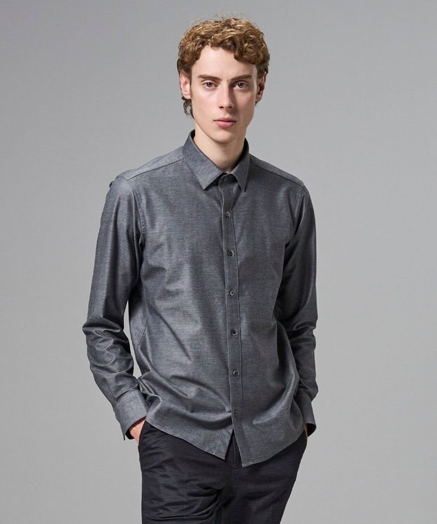 JOSEPH HOMME 新素材【ストレッチ】コンフォートクリアジャージー　長袖レギュラーカラーシャツ グレー系