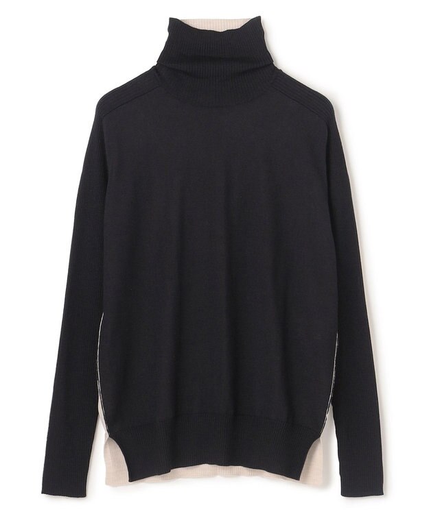 BEIGE， 【洗える・VERY NaVY12月号掲載】LA MONNAIE / バイカラーウールタートルニット Navy × Bone