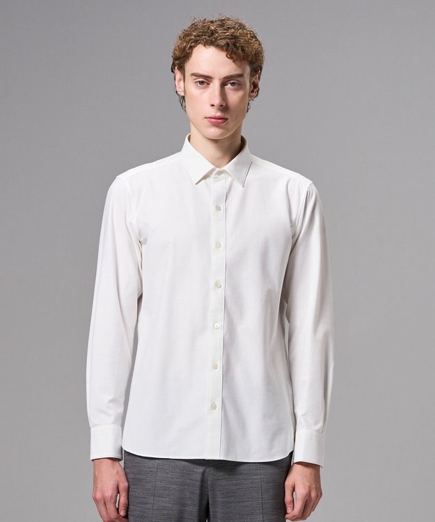 JOSEPH HOMME 新素材【ストレッチ】コンフォートクリアジャージー　長袖レギュラーカラーシャツ ホワイト系