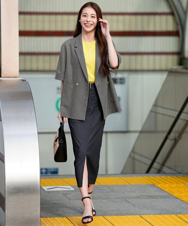 ANY SIS ツイーディカラミ ジャケット ブラックミックス