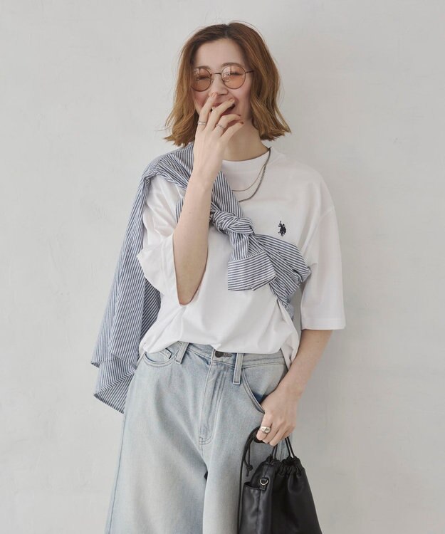 WEGO 【ユニセックス着用ITEM/MLサイズ展開】U.S. POLO ASSN.別注 接触冷感T（SS） ホワイト