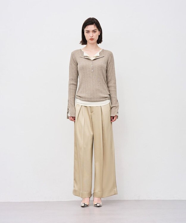 uncrave シャイニーダブルサテン ワイドパンツ ゴールドベージュ