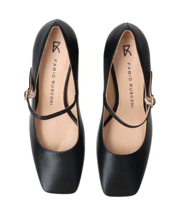 INTER-CHAUSSURES 【FABIO RUSCONI】スクエアトウワンストラップパンプス ブラック