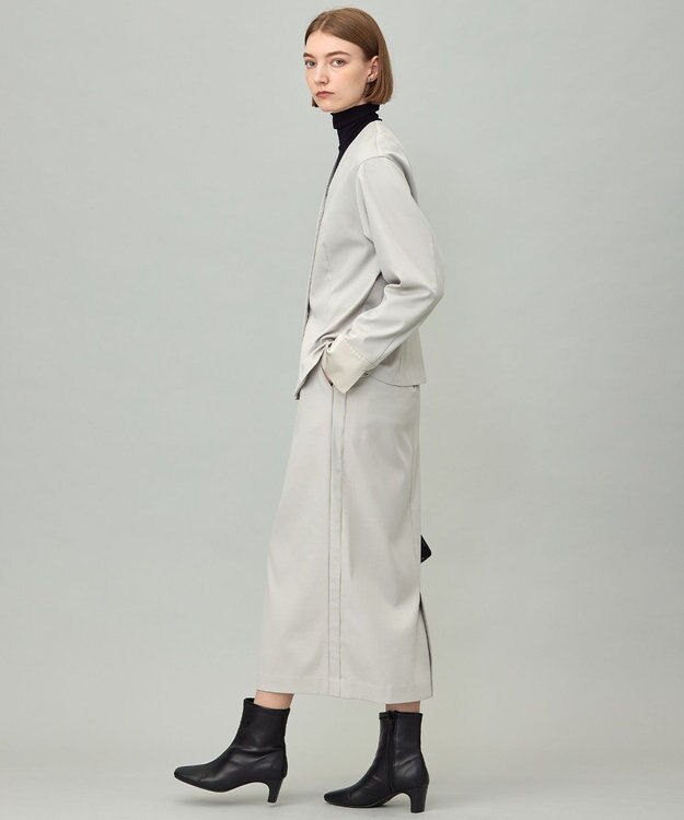 ICB 【CLASSY.掲載・裏起毛】 ウォームサテン Iラインスカート トープ系