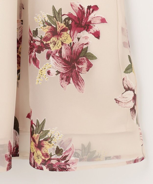 ANY SIS L 【洗える】フラワーオパールプリント スカート ピンクモカ系