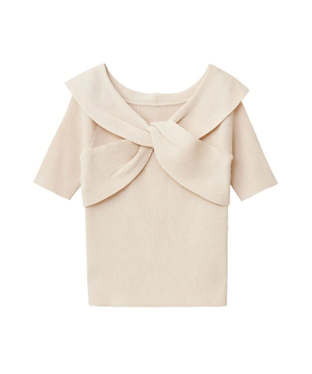 earth music&ecology フロントクロスリブニットプルオーバー Ivory