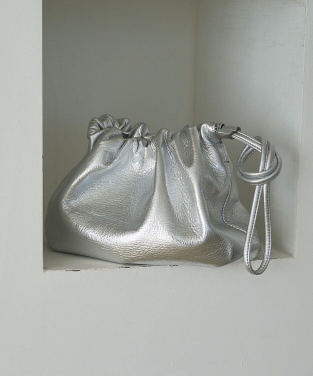 russet レザー巾着4WAYショルダーバッグ(CE-1454) Silver