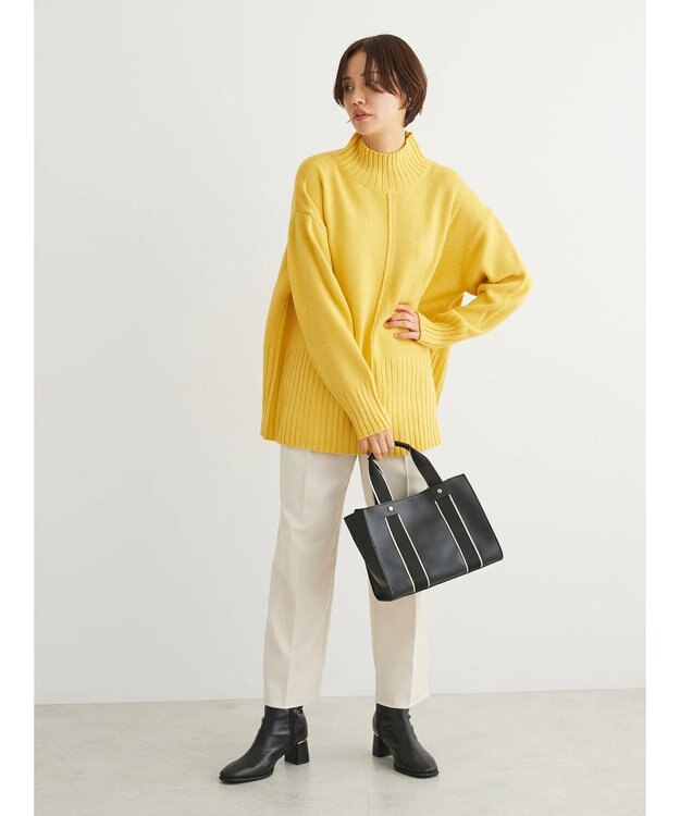 Green Parks 洗える　バックスリットニットプルオーバー Yellow