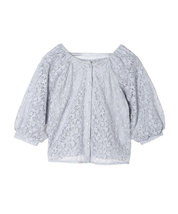 earth music&ecology フラワーレースブラウス Blue