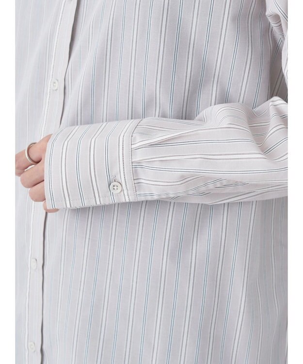 earth music&ecology レギュラーカラーシャツ Stripe Beige