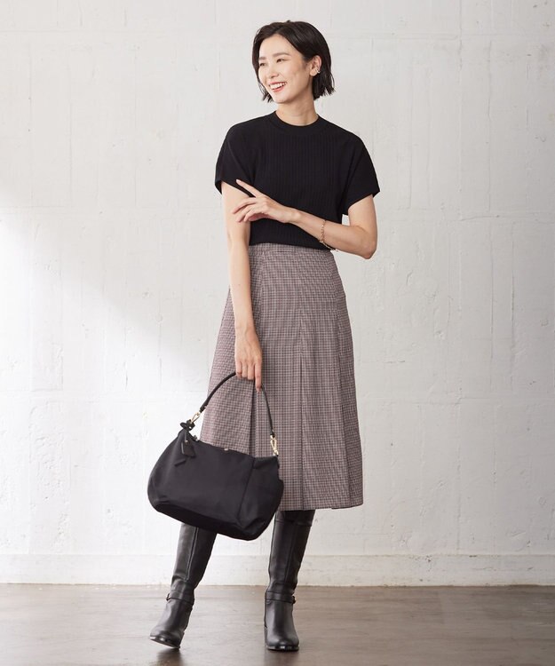 J.PRESS LADIES L 【洗える】レーヨンエリートストレッチ フレンチスリーブ ニット ブラック系