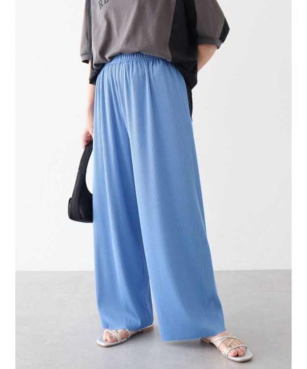 Green Parks セルフカットプリーツ風パンツ Blue